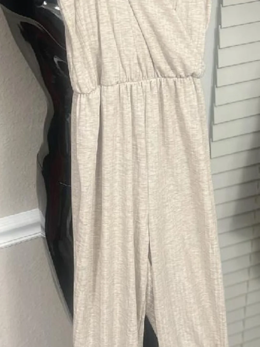 Sleeveless V-Neck Beige Summer Jumpsuit - Picture 2 of 2